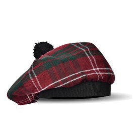 Scottish Hat Tam o Shanter Scottish Bonnet Tartan hat Acrylic Wool with Pompom (US, Alpha, One Size, Standard, Crawford)