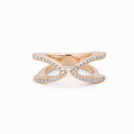 UNOde50 18K Gold Plated Alloy Open Half Ellipse Ring with Topaz, 18K Gold Plated Alloy