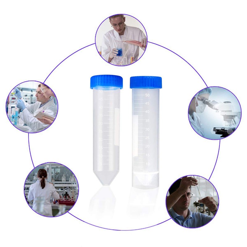 BITEFU 50 x 50 ml Test Tube, Plastic Centrifuge Tube,