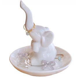 Titanape White Elephant Ring Holder, Elephant Gifts for Women Birthday, Unique Trinket Dish Gift for Mum, Friend, Girls, Her, Novelty Elephant Gifts Wedding Bridesmaid Christmas Gift