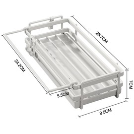 NUODWELL Wall Mounted Kitchen Sink Caddy, Washing up Organiser with Drip Tray Removable Kitchen Sink Organiser No-Drilling Sponge Brush Cloth Organizer with Hook