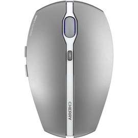 Cherry GENTIX BT Wireless Bluetooth Mouse, Multi-Device Function for up to 3 Devices, Switchable Resolution (1000/2000 DPI), 7 Buttons and Scroll Wheel, Battery Operated, Black (Frosted Silver)