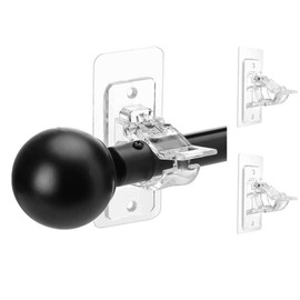 Fleymu 2er-Pack Selbstklebende Gardinenstangenhalter ohne Bohren, Transparente Nagelfreie Vorhanghalter aus Plastik für Badezimmer Küche Wohnzimmer mit Starker Klebekraft