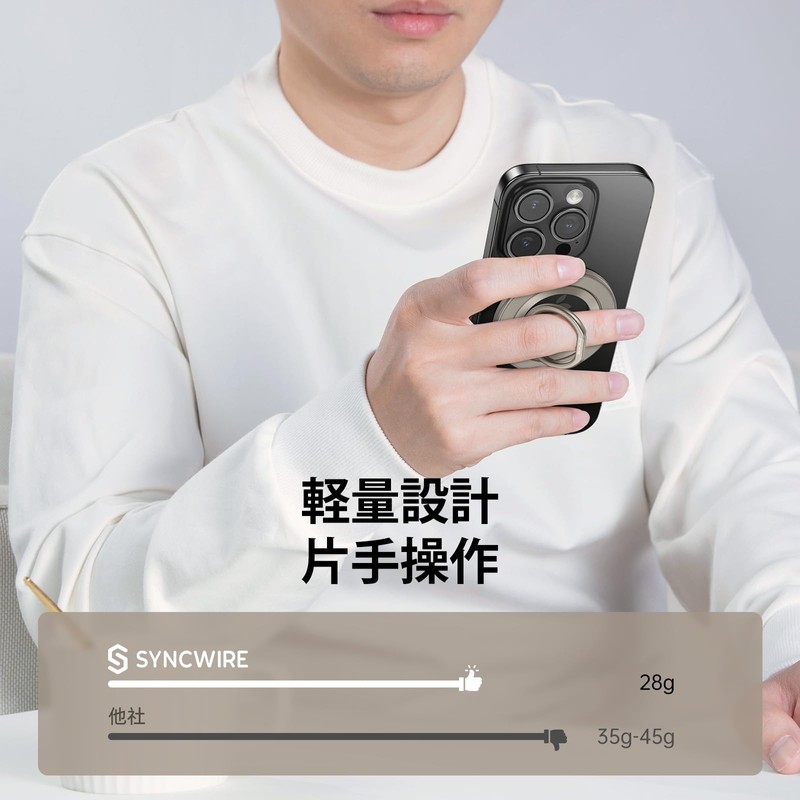 【Natural Titanium Color】Syncwire MagSafe Ring - Double-Sided Magnet Phone Ring