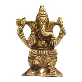 ASHIRWAD Brass Lord Ganesha Idol Statue for Home Hindu God Ganpati Bappa Vinayaka Pital Metal Murti (Ganesh-41)
