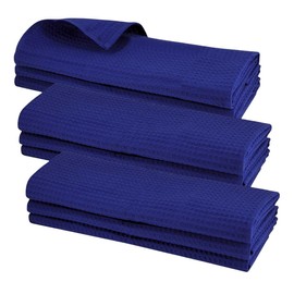9x Tea Towel 100% Cotton Waffle Pique Blue/Kitchen Towel/Cleaning Towel