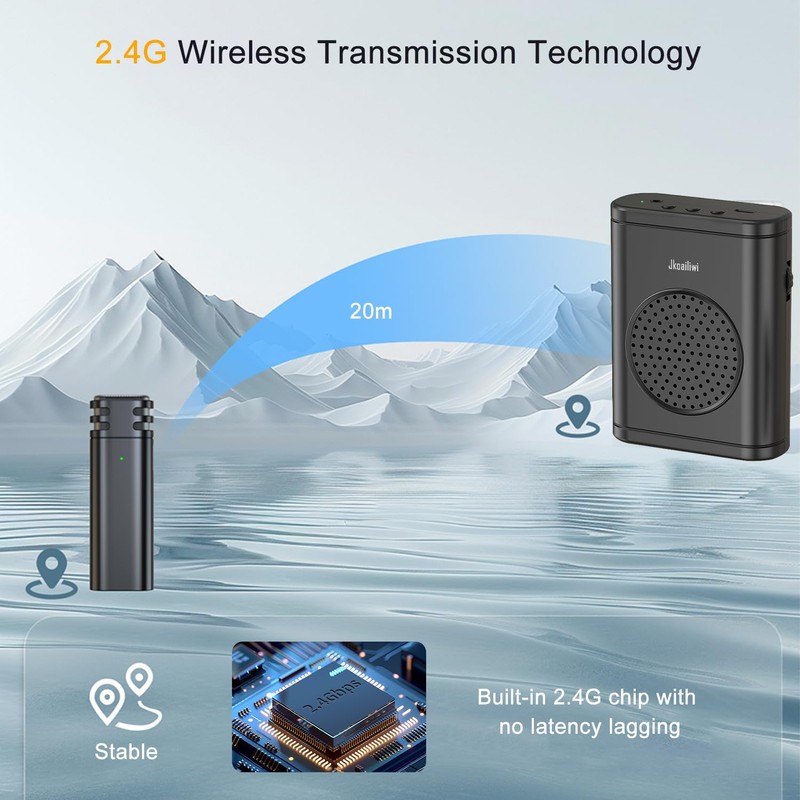 Voice Amplifier for Teachers with Clip-On Wireless Lapel Mic, [Bluetooth