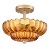 Semi Flush Mount Ceiling Light Fixture, Amber Glass 3-Light Modern