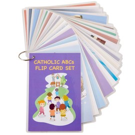 Catholic ABC Jumbo Flip Cards with Keyring, Educational Flash Card Set, Activities for On The Go, Pack of 54