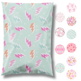 Pretty Package Store 10x13 Designer Poly Mailer 100 Pack Heavy Duty Waterproof Self Seal Shipping Bags for Small Business Large Mailing Envelopes Bulk Tear Resistant Cute Packaging Lightning Bolt