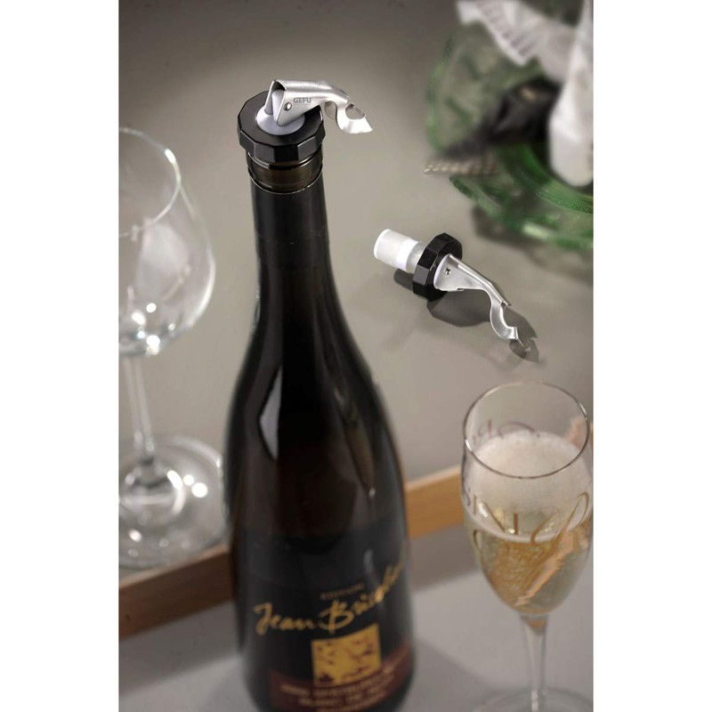 GEFU Botelo Bottle Stopper, Silver/Black, 12700