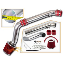 Rtunes Racing Cold Air Intake Airflow Induction Kit + Filter Combo RED Compatible For 96-98 Honda Civic EX/HX 1.6L I4