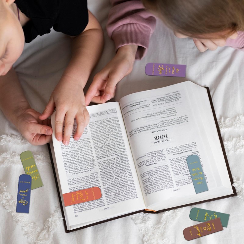 JarThenaAMCS 48Pcs Bible Verse Magnetic Bookmarks Jesus Faith Book Marks