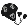Nayt Skull Peruvian Helmet Beanie Black White with Strings