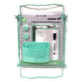 LockerMate 7 Piece Tall Wire Locker Kit with Magnets, Mirror, Dry Erase Board, Storage Cup, Dry Erase Marker School Supplies (Mist Green)