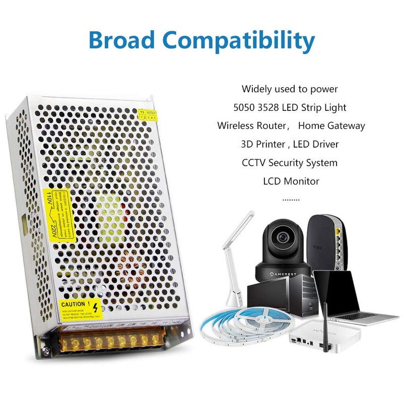 SHNITPWR 24V Power Supply 10A 240W AC DC Adapter, DC