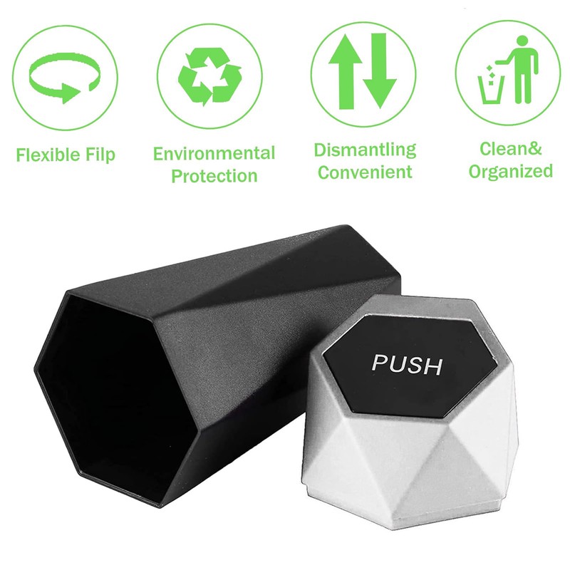 OBLLAR Car Trash Can with Lid,Diamond Design Small Automatic Portable