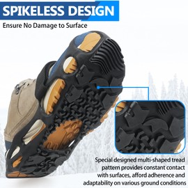 Spikeless Ice Cleats, Outdoor Indoor Snow Cleats Anti Slip Roofing Shoes, Slip on Shoe Grips Rubber Tread Overshoes for Slick Wet Slippery Surfaces, Large-X-Large