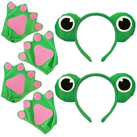 6 Piece Frog Headband Set, Crazy Frog Headband, Frog King Gloves, Fancy Dress Headwear with Frog Eyes, Costume Accessory for Carnival Fancy Dress Women Men Children