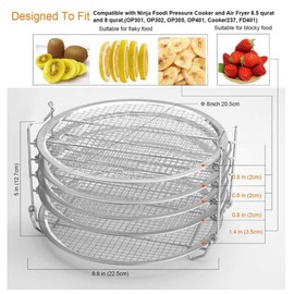 Dehydrator Stand, 5 Tier Air Fryer Rack Compatible for Ninja Foodi Stackable Dehydrator Racks Food Grade Stainless Steel Air Fryer Stand Air Fryer Accessories
