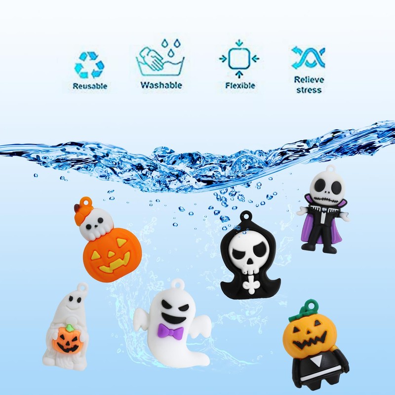 24Pcs Halloween Mini Figurines-Spooky Cute Ghost Pumpkin Skeleton Witch Bat