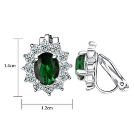 Clip on Emerald Birthstone Earrings For Women Faux Gemstones Earrings 18k Gold Plated Bride Jewlery
