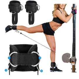 Grilletes para Tobillo Gym - Grilletes para Tobillo Gym Mujer, Ajustable con el Talón, Ideal para ejercitar piernas y gluteos, para Hombres y Mujeres(Negro)