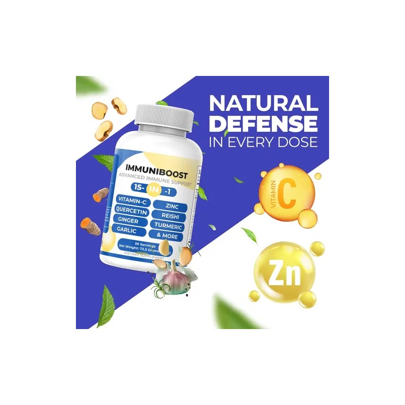 15 En 1 Cápsulas Cúrcuma, Jengibre, Vitamina C Y Zinc