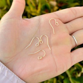 10pcs Adabele Real 1/20 14K Gold Filled Ball End Fish Earring Hooks 20mm Dangle Ear Wire (Wire 0.8mm/20 Gauge) for Earrings Jewelry Making JK1-A7