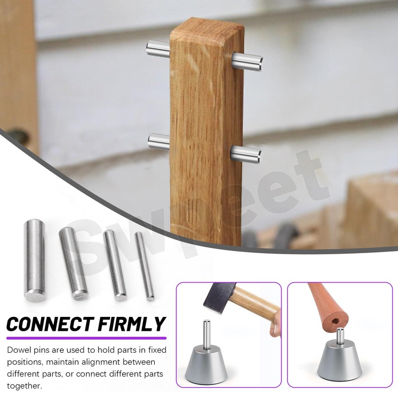 Swpeet 110Pcs M2 M3 M4 M5 304 Stainless Steel Dowel