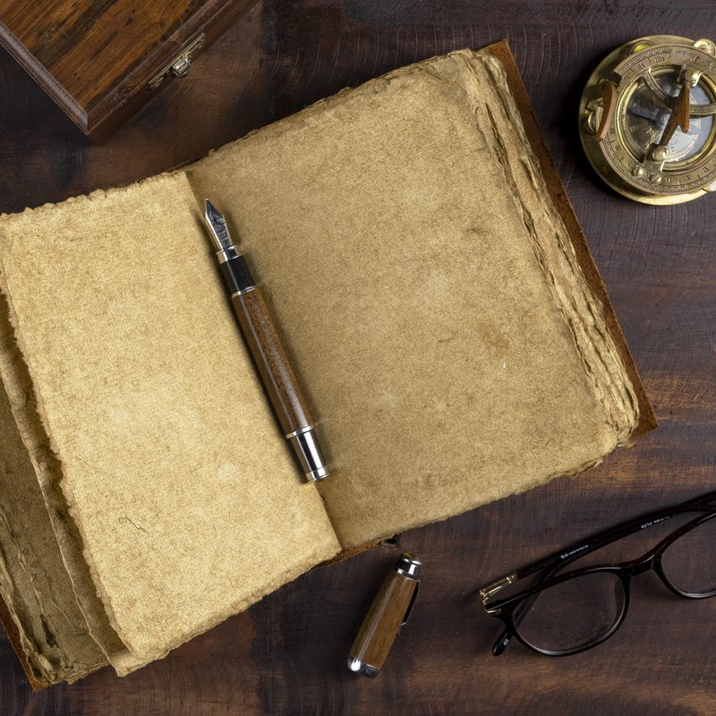 Leather Journal-Vintage Leatherbound Journal - Handmade Antique Deckle Edge Paper