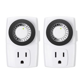 BN-LINK BND-60/U47 Indoor Mini 24-Hour Mechanical Outlet Timer, 3-Prong, 2-Pack