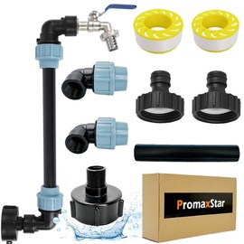 IBC Tank Gooseneck 3/4 Inch Outlet Tap, S60 x 6 Tap Stopcock, 3/4 Inch IBC Adapter, IBC Tank Accessories for Rainwater Tank, Water Barrel, IBC Container (Blue)