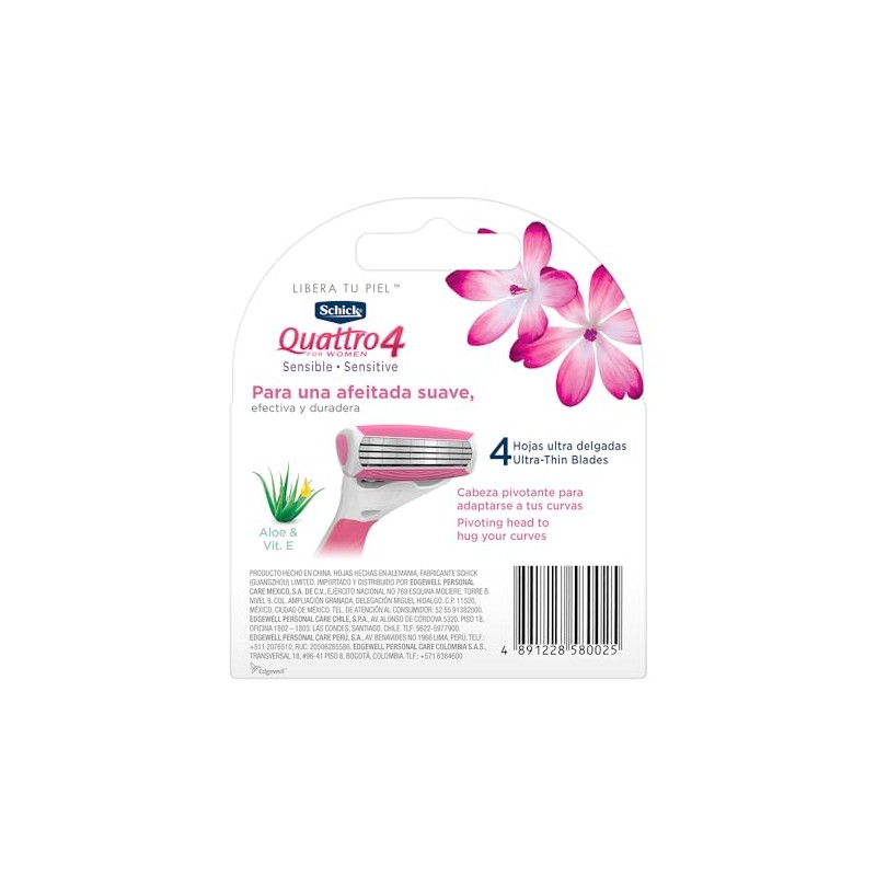Schick Quattro Cartuchos para Afeitar de Mujer 2 pzs