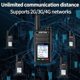 AIRITON Walkie Talkies Fast Radio Unlimited Range Nationwide 4G Long Distance 5000 Miles Handheld POC Two Way Radio Push to Talk Over Cellular Radio Walkie Talkie for Group(2 with SIM Card)