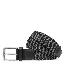 Glamexx24 Men's Women's Unisex Elastic Braided Fabric Belt, Width 3.5 cm, Black, grey