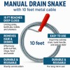 Manual Drain Snake & Auger Tool – 10 Ft Metal