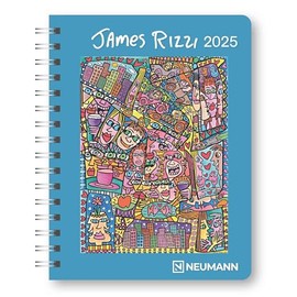 N NEUMANNVERLAGE - James Rizzi 2025 Diary, 16.5 x 21.6 cm, Pocket Calendar with Twelve Picture Pages and Note Pages, Removable Planner, Year and Monthly Overview and International Calendar: Diary