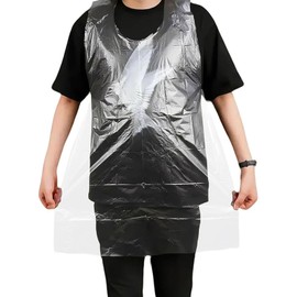 Billowvolve Pack of 100 90 x 60 cm Transparent Plastic Cooking Aprons Waterproof Oil-Resistant Aprons Polyethylene Aprons Women and Men for Cooking, Cleaning, Painting