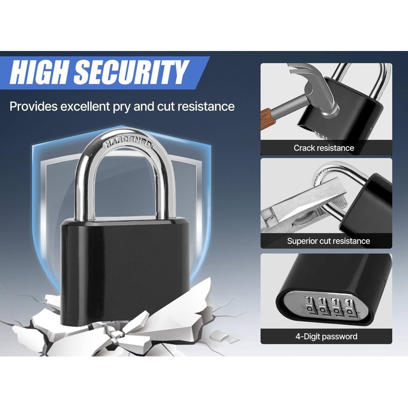 DAYGOS Outdoor Combination Padlock with 4 Digit Code, 52mm Heavy