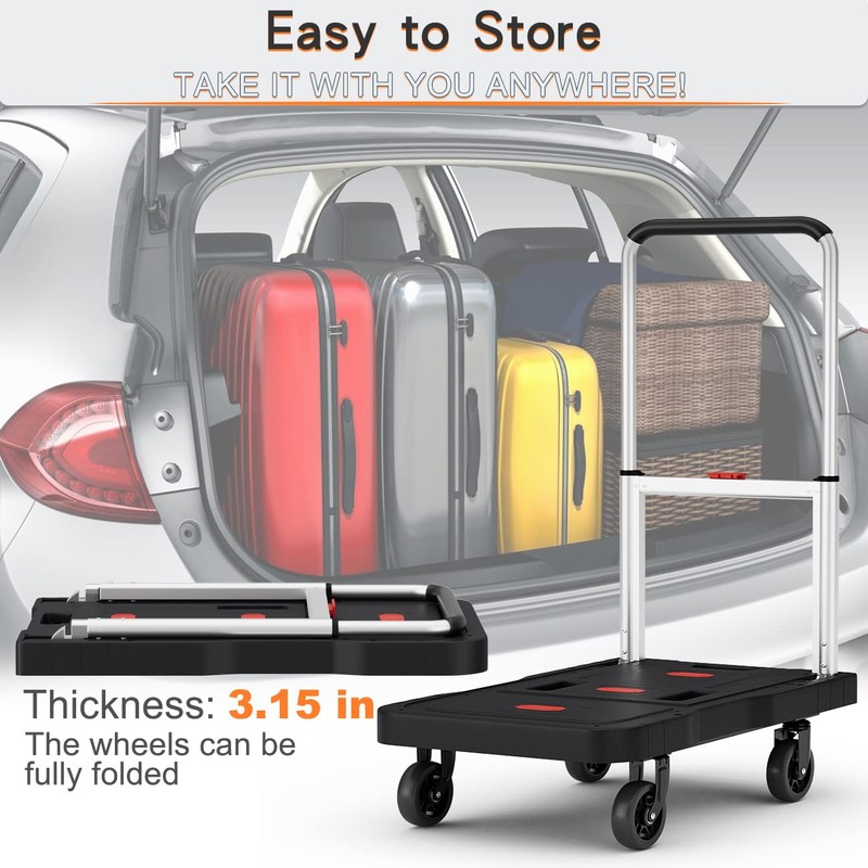 Platform Truck Foldable Push Cart Dolly 330lb Weight Capacity, Adjustable