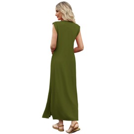 Boho Maxi Dress Anthropologie Dresses for Women 2025 Fall Italian Women's Fashion Clothing School Outfits for Teachers Long Elegant Classy Midi Denim Tshirt Floral Sundress Olive XX-Large