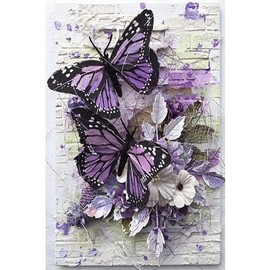 5D Diamond Painting Full Kit, DIY Diamond Painting by Number Kits for Adults Full Drill Rhinestone Crystal Embroidery Pictures Cross Stitch for Home Wall Decor Gift 11.8 x 15.7 inch (Butterfly)