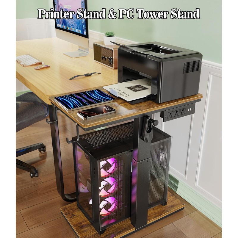 Computer Tower Stand with Charging Station & USB Ports -