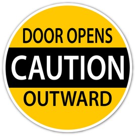 (x2) Caution Door Opens Outward Automatic Door Warining Sticker Decal 5x5 inches