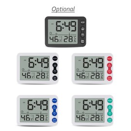 Digital Indoor Thermometer & Hygrometer with Clock LCD Display ℃/ ℉ Selectable Countdown Timer Accurate Temperature Humidity Monitor for Home Office