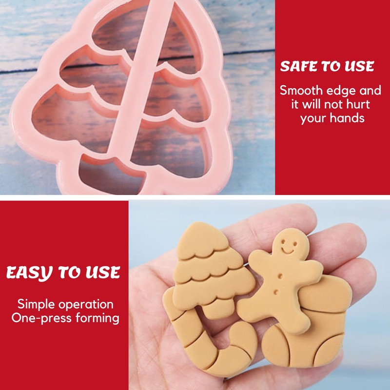 8 Pieces Christmas Cookie Cutters Set Christmas Cookie Cutters Plastic
