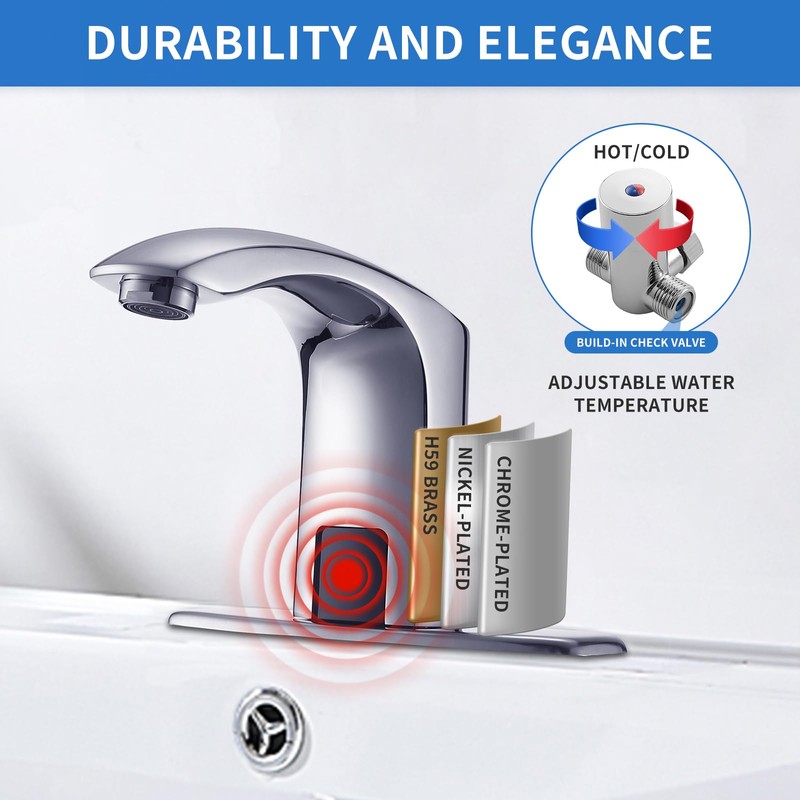 Gangang Commercial Touchless Bathroom Sink Faucet Cold and Hot Water