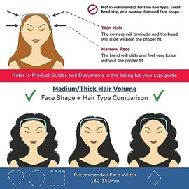 Curly Thick Hair Large Headband, 2 Pieces Squaer Headbands for Men Women, Headband Like Sunglasses, Curly Thick Hair Headband for Volume and Style Hair (Black x 2) (Black x 2)