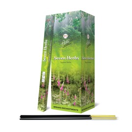 Flute Seven Herbs Incense Sticks | 9" Inch Agarbatti Sticks with 40 Mins Burning time | Herbal, Citrus Scent for Rejuvenation, Relaxation & De-Stressing | 8 Sticks/Pack, 25 Packs/Box, 200 Sticks/Box